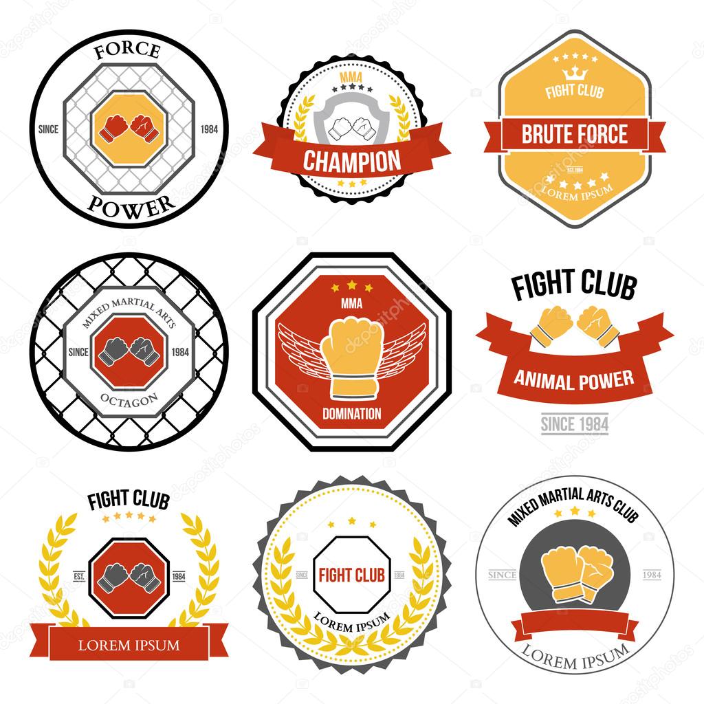 Set of Mixed Martial Arts labels, badges and design elements