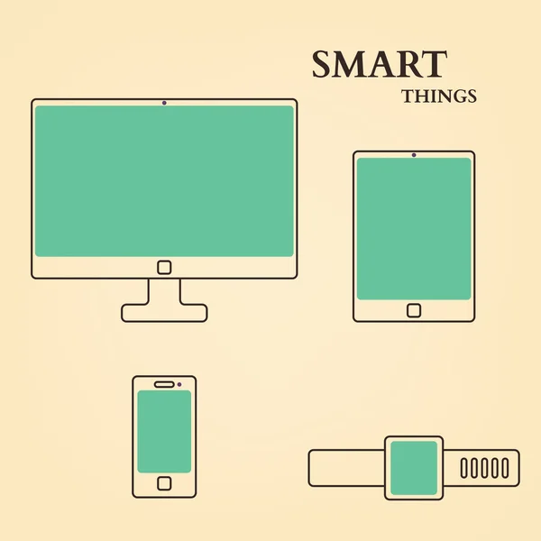 Télévision, tablette PC, téléphone, montre . — Image vectorielle
