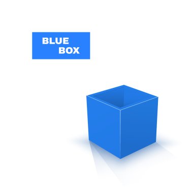 Beyaz arka plan üzerinde izole mavi kutu. Vektör