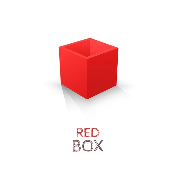 Caixa vermelha isolada sobre fundo branco. Vetor — Vetor de Stock
