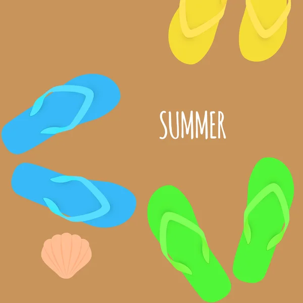 Summer time. Slippers. Banner. Vector — Stock Vector