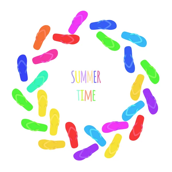 Summer time. Slippers. Banner. Vector — Stock Vector