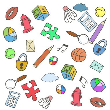 Renkli Doodle arka plan. Vektör çizim