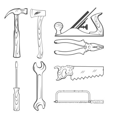 Vintage Style Vector Hand Tools for Construction clipart