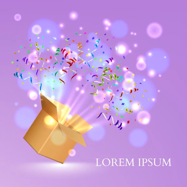 Açık hediye kutusu havai fişek ile