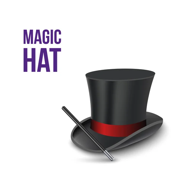 Magician Top Hat com pau — Vetor de Stock