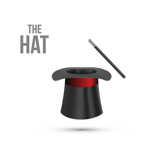 Chapeau Magicien Top avec bâton — Image vectorielle