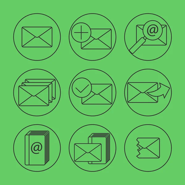 E-posta şey satır Icons set. Vektör