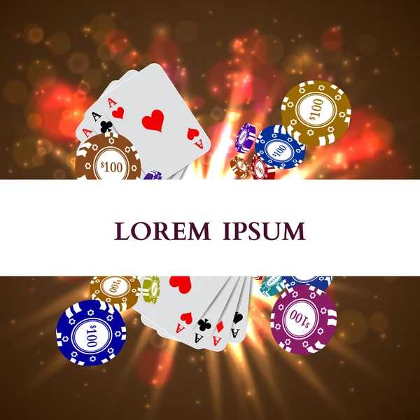 Casino Ruleta witn Falling Chips — Vector de stock