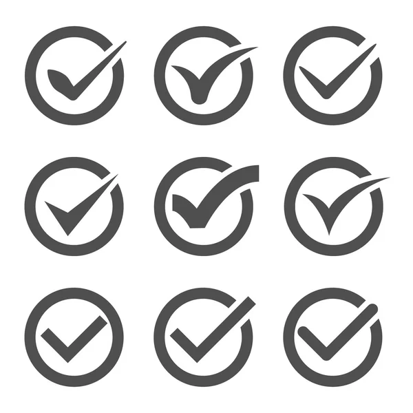 gri vektör onay işaretleri veya çevrelerinde keneler