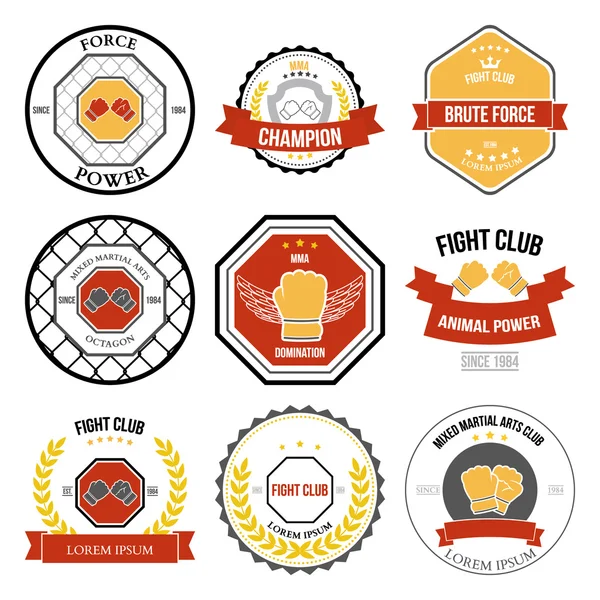 Set Mixed Martial Arts etiketten, badges — Stockvector