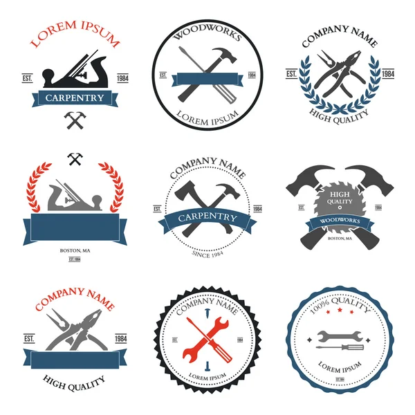 Vintage marangozluk aletleri, etiket ve tasarım