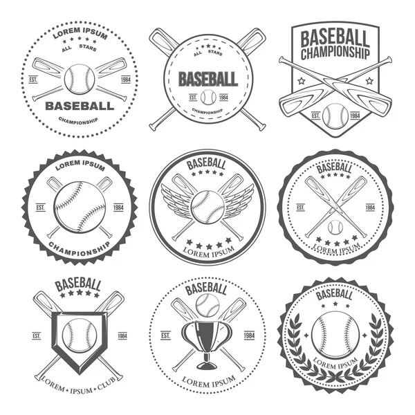 Set of vintage baseball labels and badges — Stock Vector
