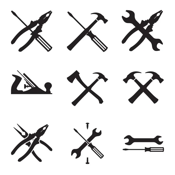 Набор значков инструментов. Иконы выделены на белом фоне — стоковый вектор