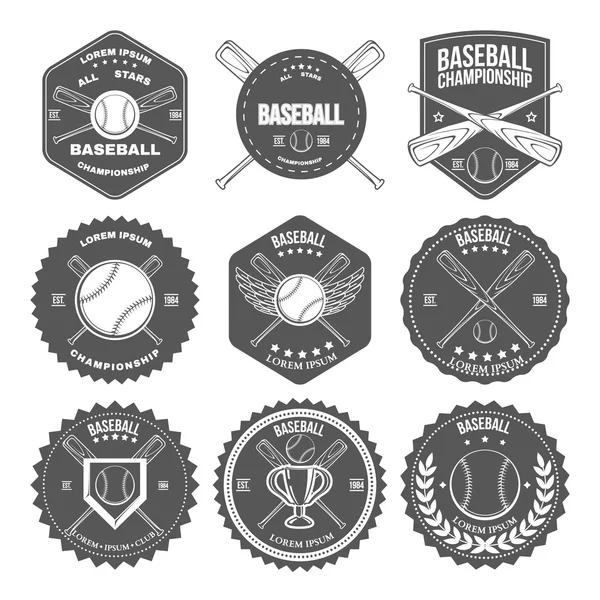 Set of vintage baseball labels and badges — Stock Vector