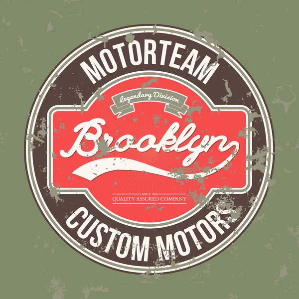 Motorteam Brooklyn. Grafica della maglietta. Vettore — Vettoriale Stock