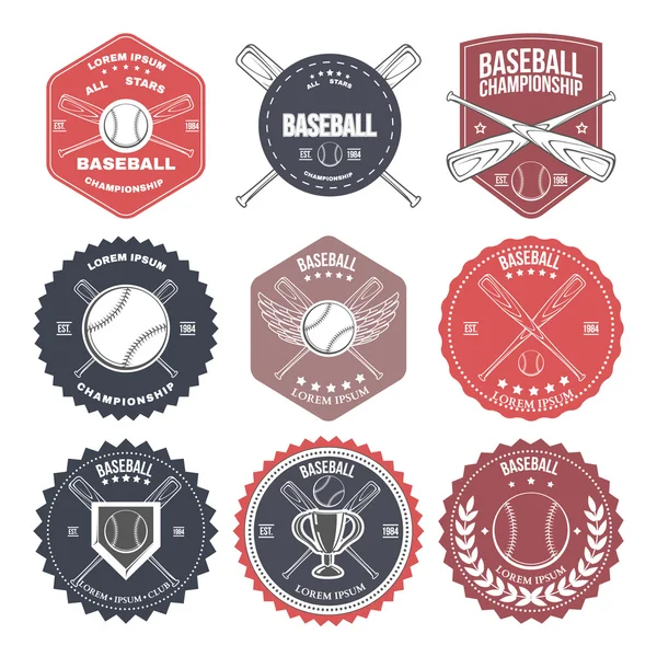 Set de etiquetas e insignias de béisbol vintage. Vector — Vector de stock