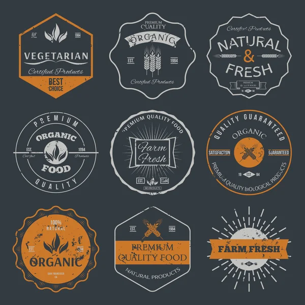 Set di elementi in stile vintage per etichette e badge per biologico — Vettoriale Stock