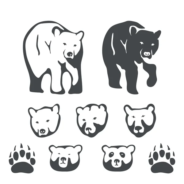 Set of bears emblems — Stok Vektör