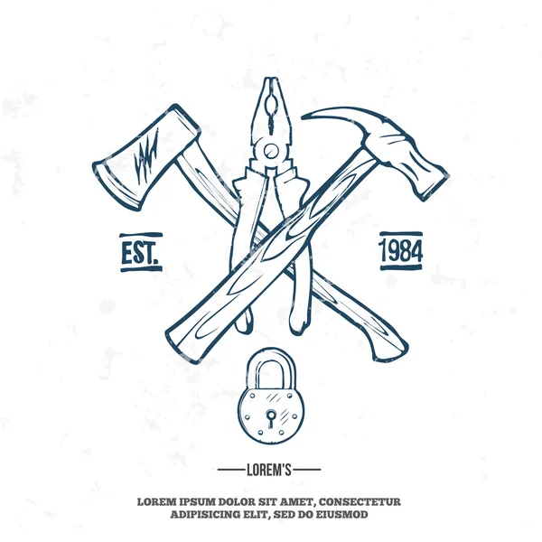 老式的木工工具、 标签和设计元素矢量 — 图库矢量图片
