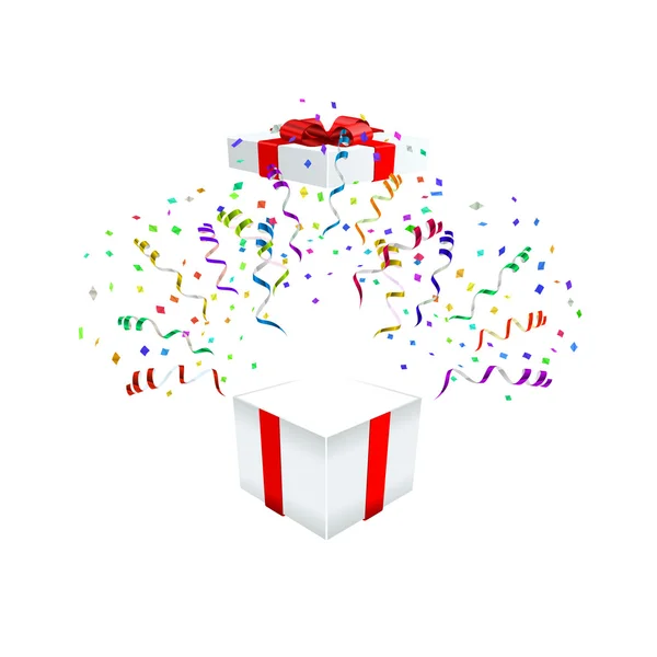 Open gift with fireworks — Stock Vector