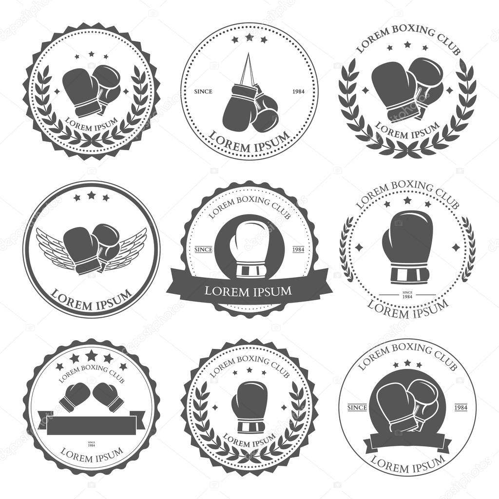 Boxing labels and badges set. Vector