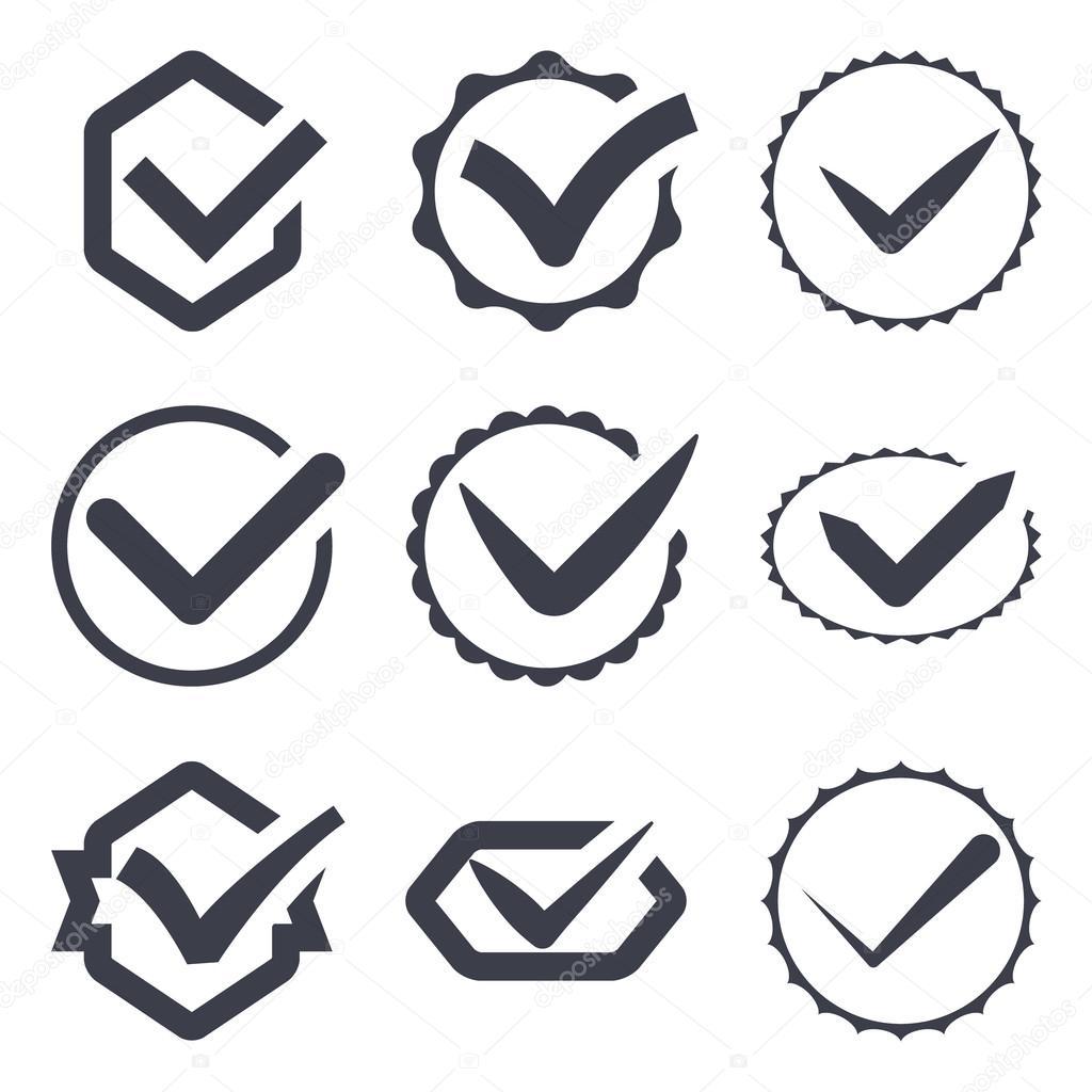 Set of nine different vector check marks