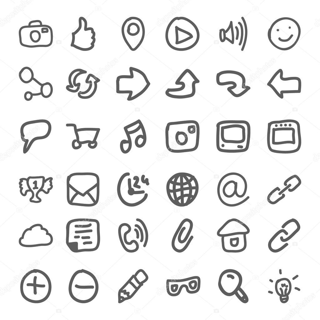 Set of Hand Draw Social Icons. Vector