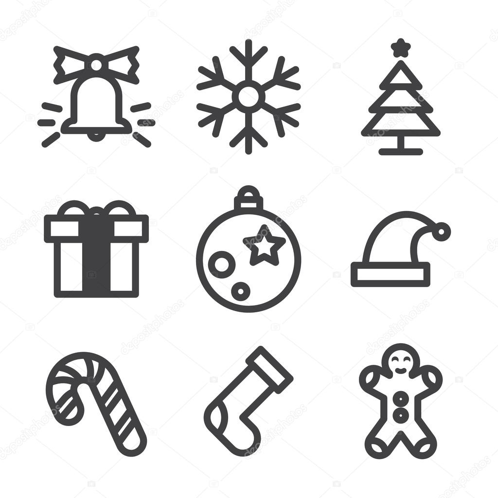 Christmas Icons on White Background