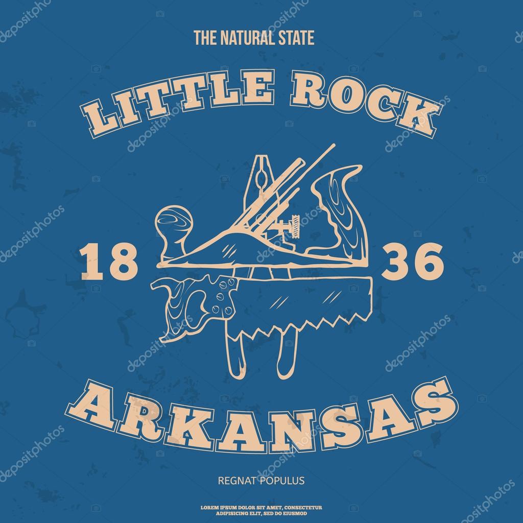 Little Rock, Arkansas, grunge  t-shirt graphic. Vector illustration