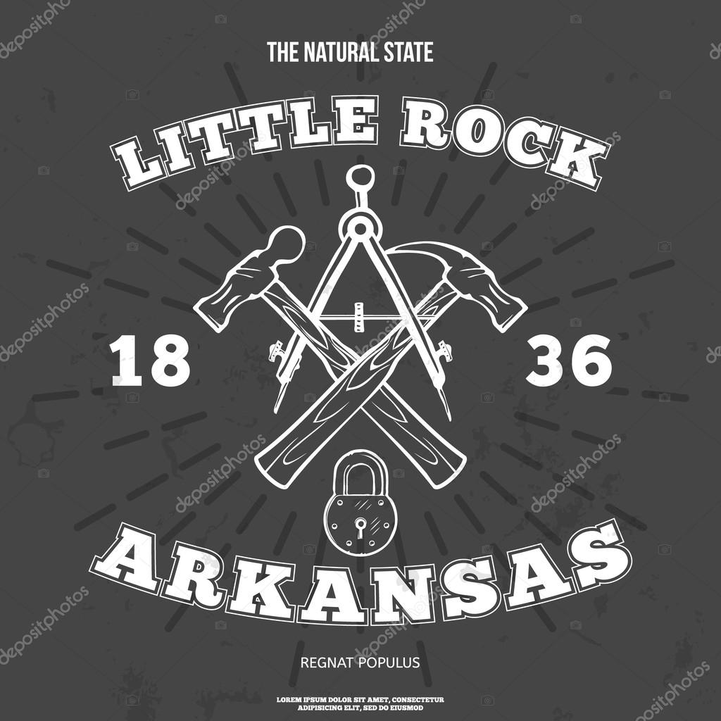 Little Rock, Arkansas. t-shirt graphic. Vector illustration
