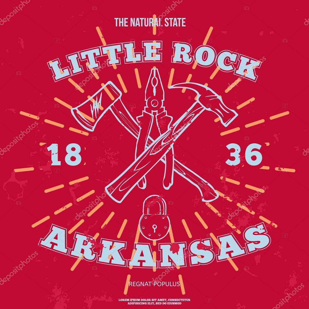 Little Rock, Arkansas, grunge  t-shirt graphic. Vector illustration