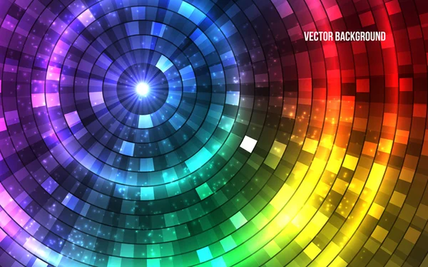 Abstract Colorful Disco Lights. Tunnel. Vector — Stock Vector