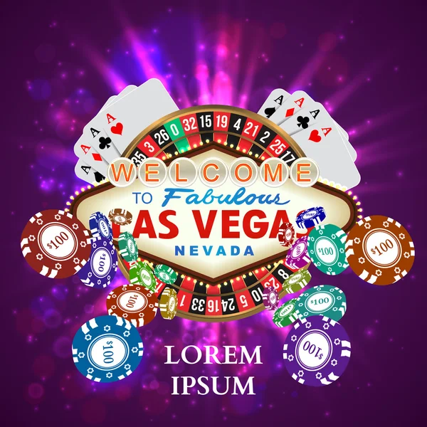 Casino Ruleta Jugar a las cartas witn Falling Chips — Vector de stock