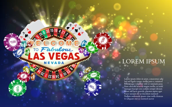 Casino Roulette spela kort witn faller Chips — Stock vektor