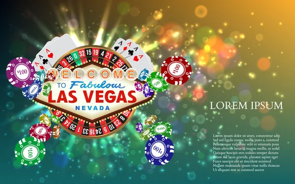 Casino Ruleta Jugar a las cartas witn Falling Chips — Vector de stock