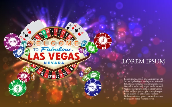 Roleta do casino jogando cartas witn Falling Chips —  Vetores de Stock