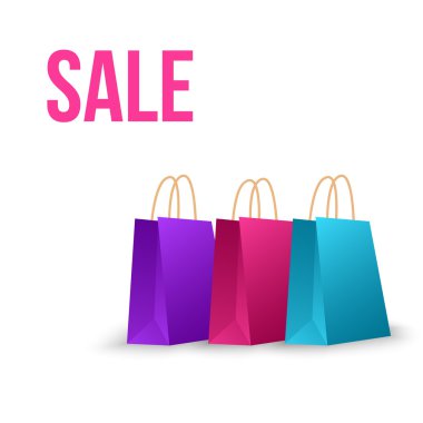 Satılık kağıt çanta vektör çizim üzerinde beyaz izole