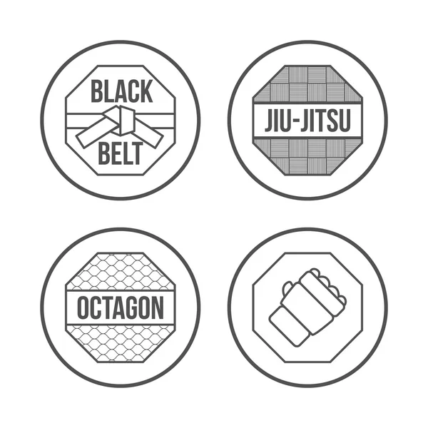MMA spor Icons set. İnce çizgi stili. Vektör