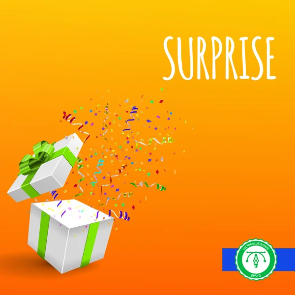 Abre Giftbox con Confetti. Fondo vectorial — Vector de stock