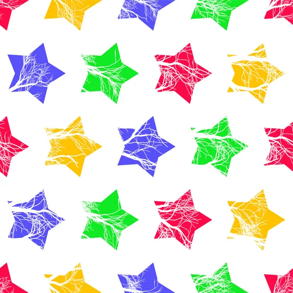 Abstract Colorful Stars Seamless Pattern. Vector — Stock Vector