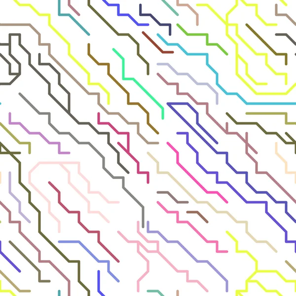 Coloré Micro Chip Lines Seamless Pattern. Vecteur — Image vectorielle