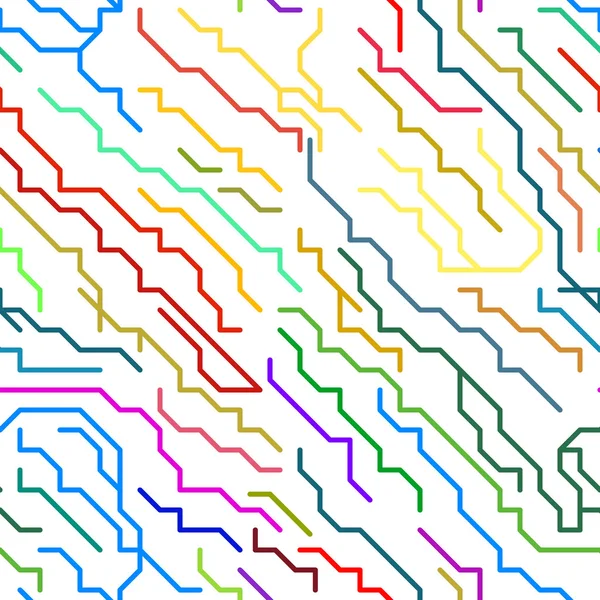 Kleurrijke Micro-Chip lijnen naadloze patroon. Vector — Stockvector
