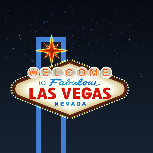 Night Las Vegas Sign. Vector