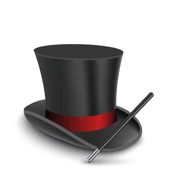 Magician Top Hat with stick. Vector — Stock Vector