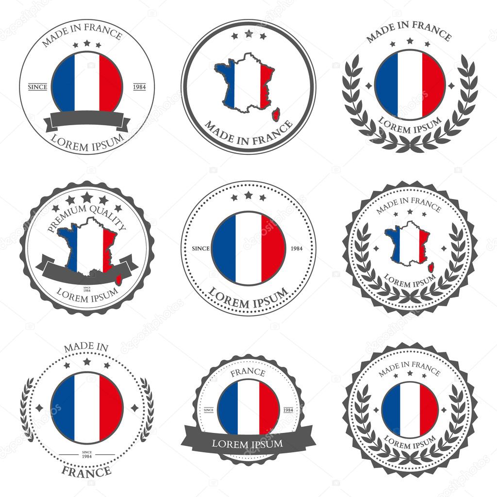 Made in France, seals, badges. Vector