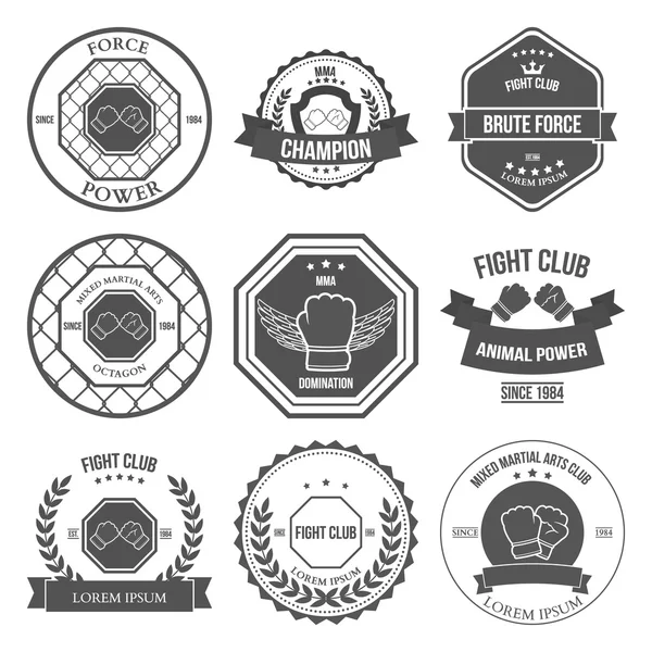 Zestaw Mixed Martial Arts etykiet, odznaki — Wektor stockowy
