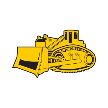 Buldozer illüstrasyon. T-shirt tasarım.