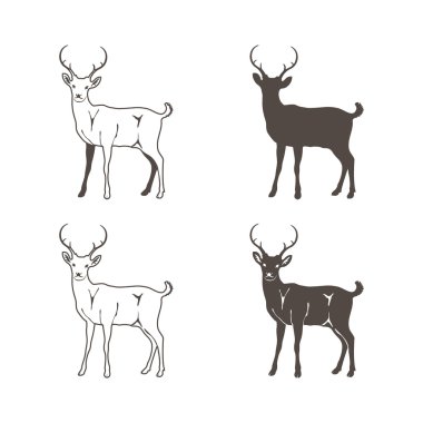 Soyut dört geyik illüstrasyon Silhouettes