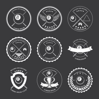 Bilardo tasarım öğeleri ve rozetleri vektör ayarla